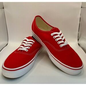 Vans Authentic Red Canvas Low Top Skate Shoes Mens 11 NEW